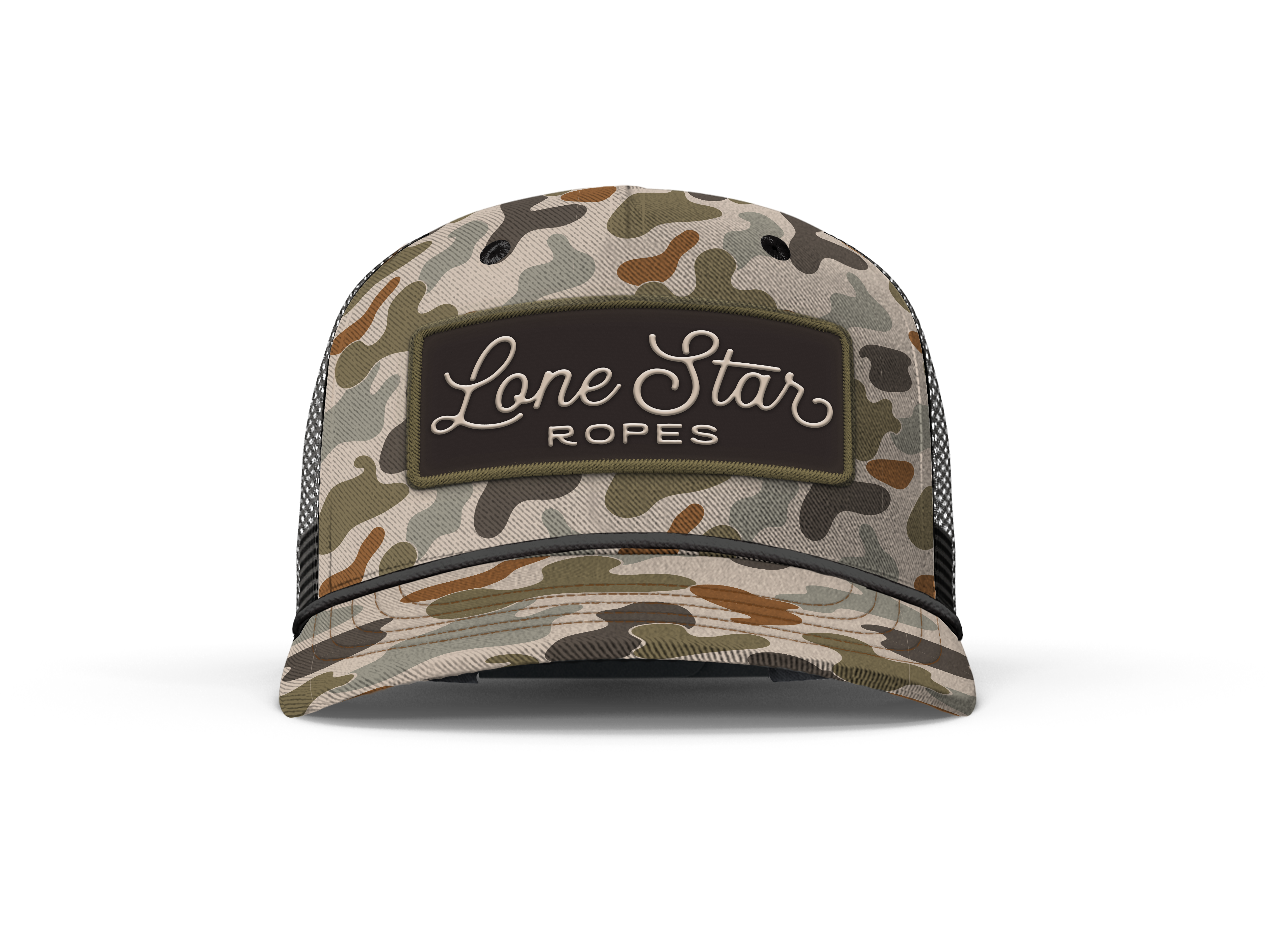 Lone Star Ropes Script Trucker Cap - Old School Camo