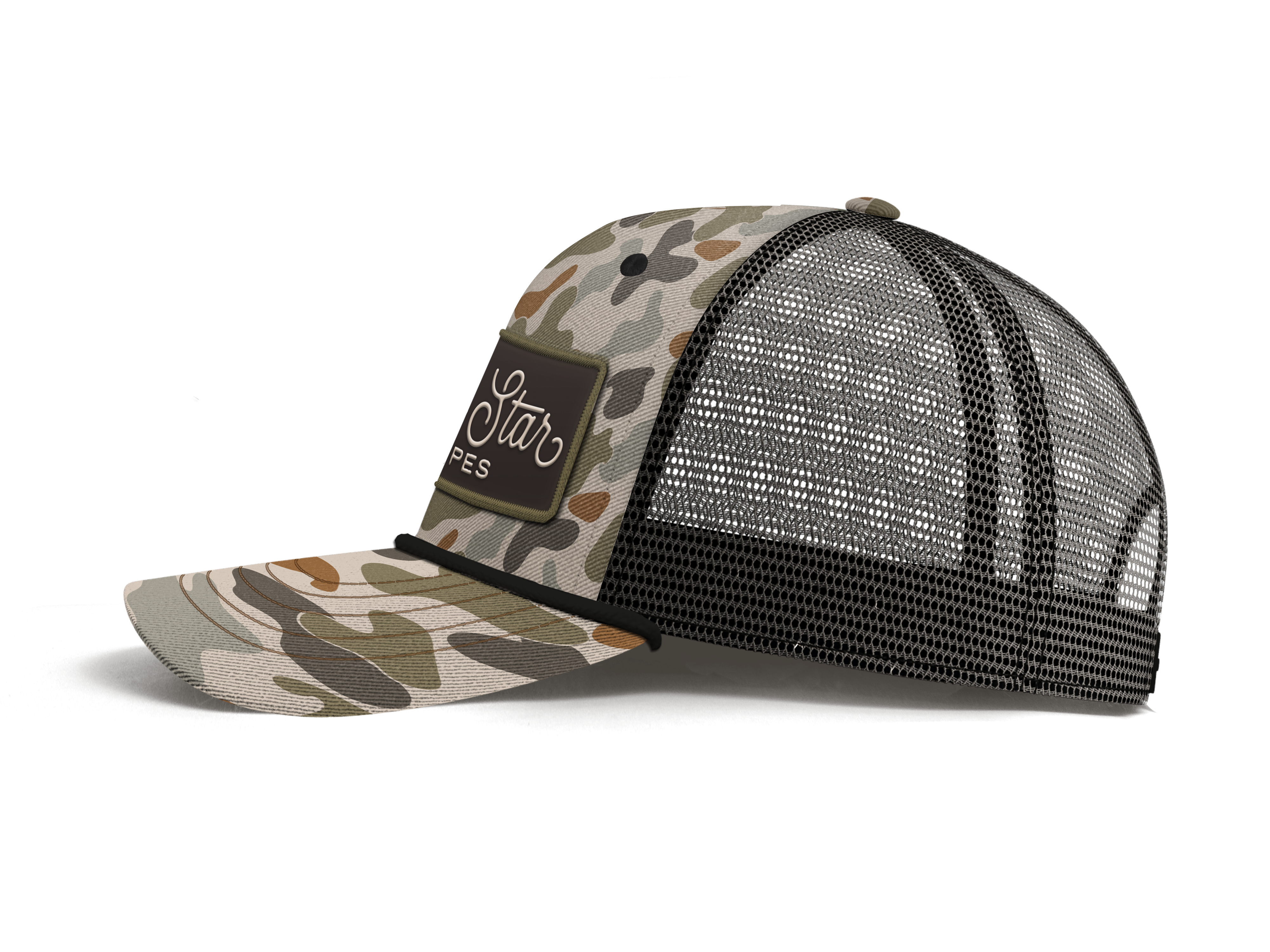 Lone Star Ropes Script Trucker Cap - Old School Camo