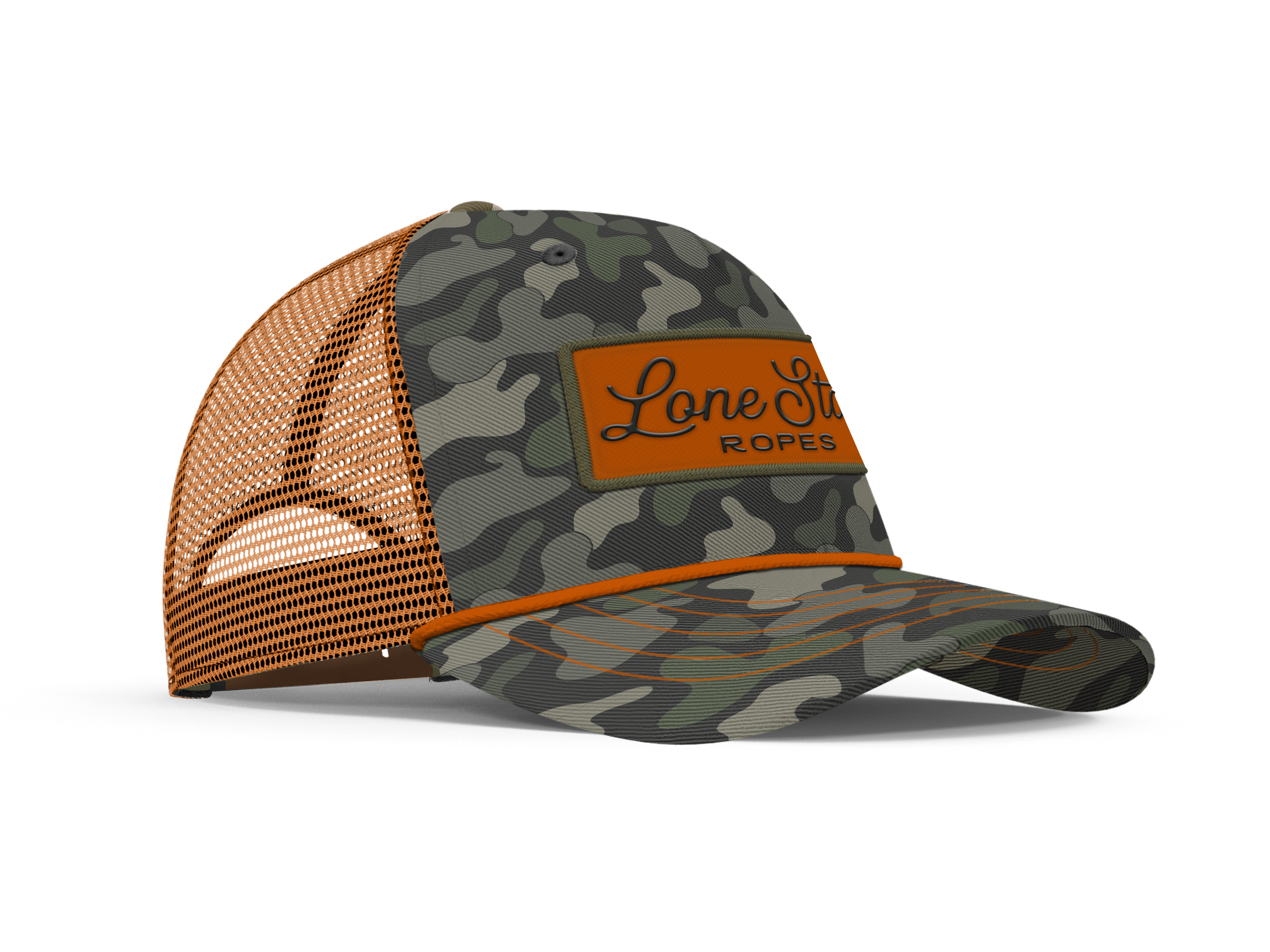 Lone Star Ropes Script Trucker Cap - Dark Duck Camo