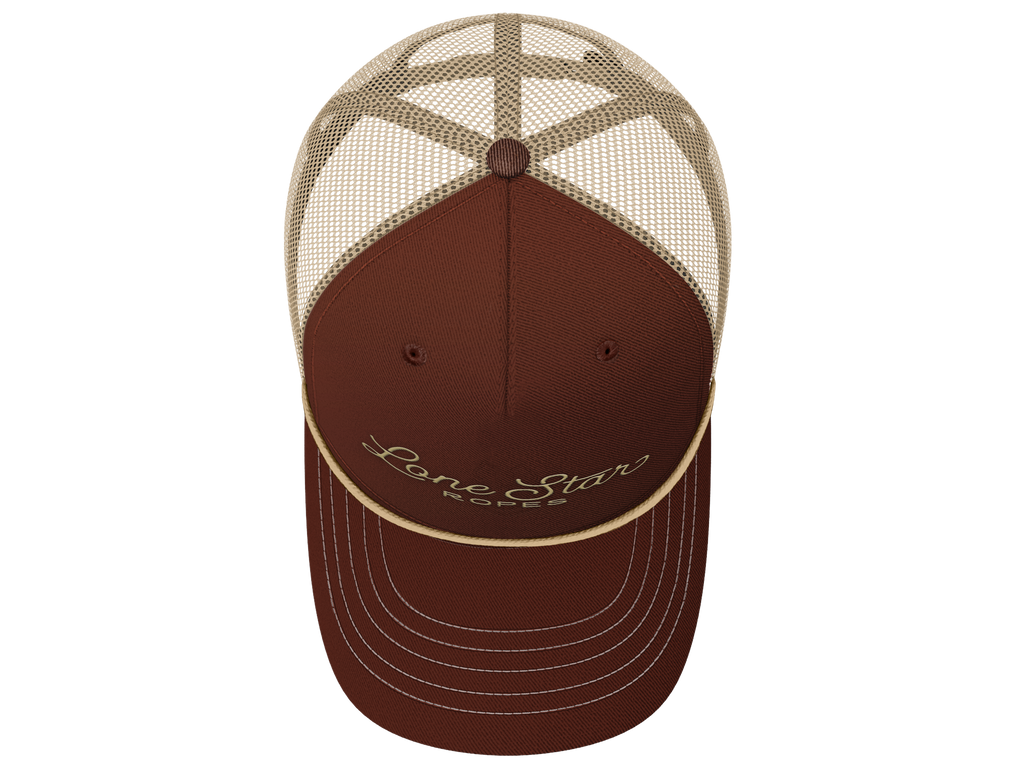 Lone Star Ropes Script Trucker Cap - Maroon/Tan