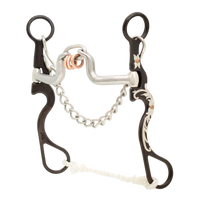 Lone Star Ropes Tyler Magnus Series ported link bit with antique finish, floral trim, and copper ring mouthpiece.