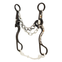 Lone Star Ropes Tyler Magnus series chain bit with antique finish, floral shank trim, and braided rope slobber bar.