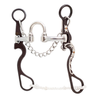 Lone Star Ropes Tyler Magnus Series correctional bit with antique finish, floral trim, and braided rope slobber bar.