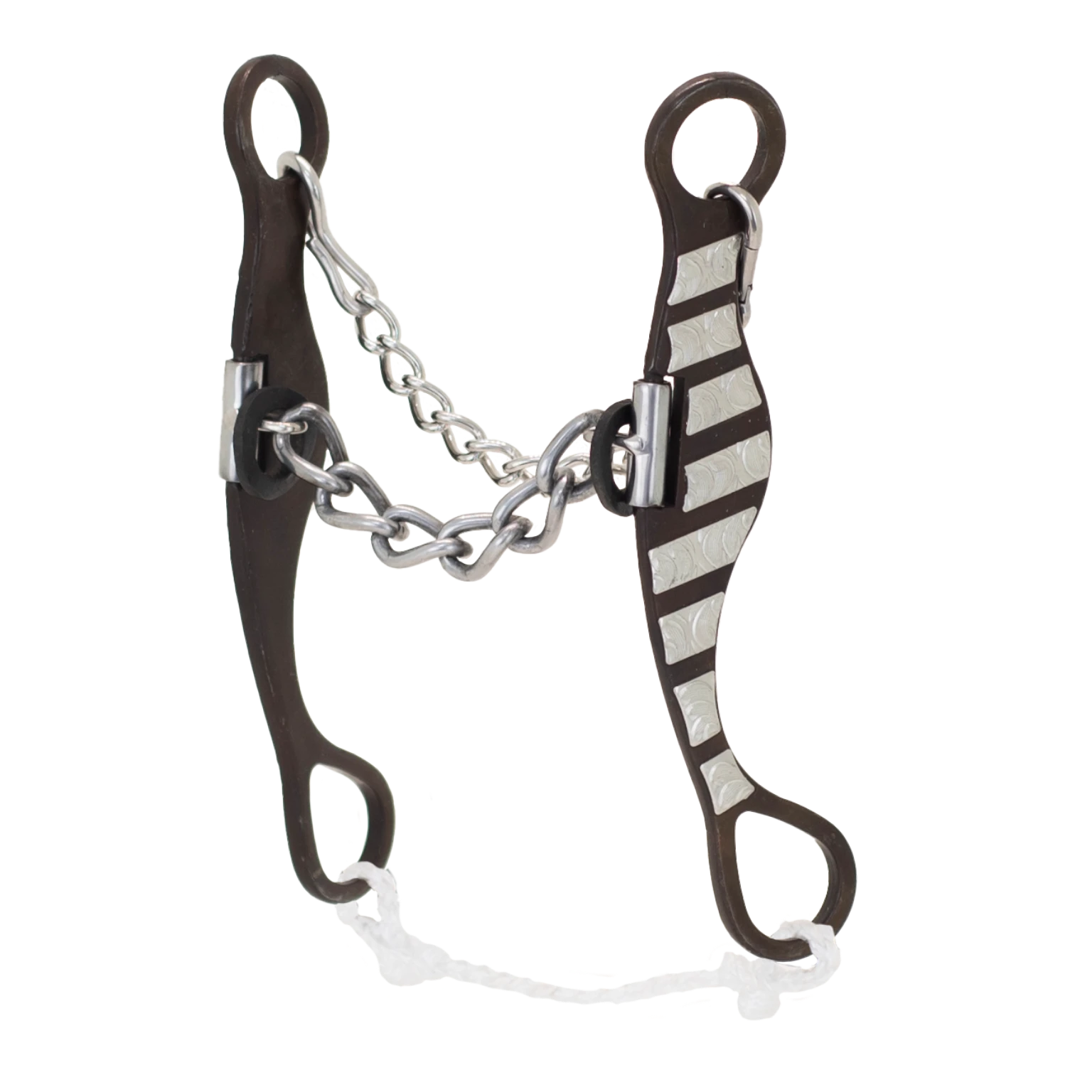 Lone Star Ropes Tyler Magnus antique finish horse bit with chain mouthpiece, engraved shanks, and rope slobber bar.