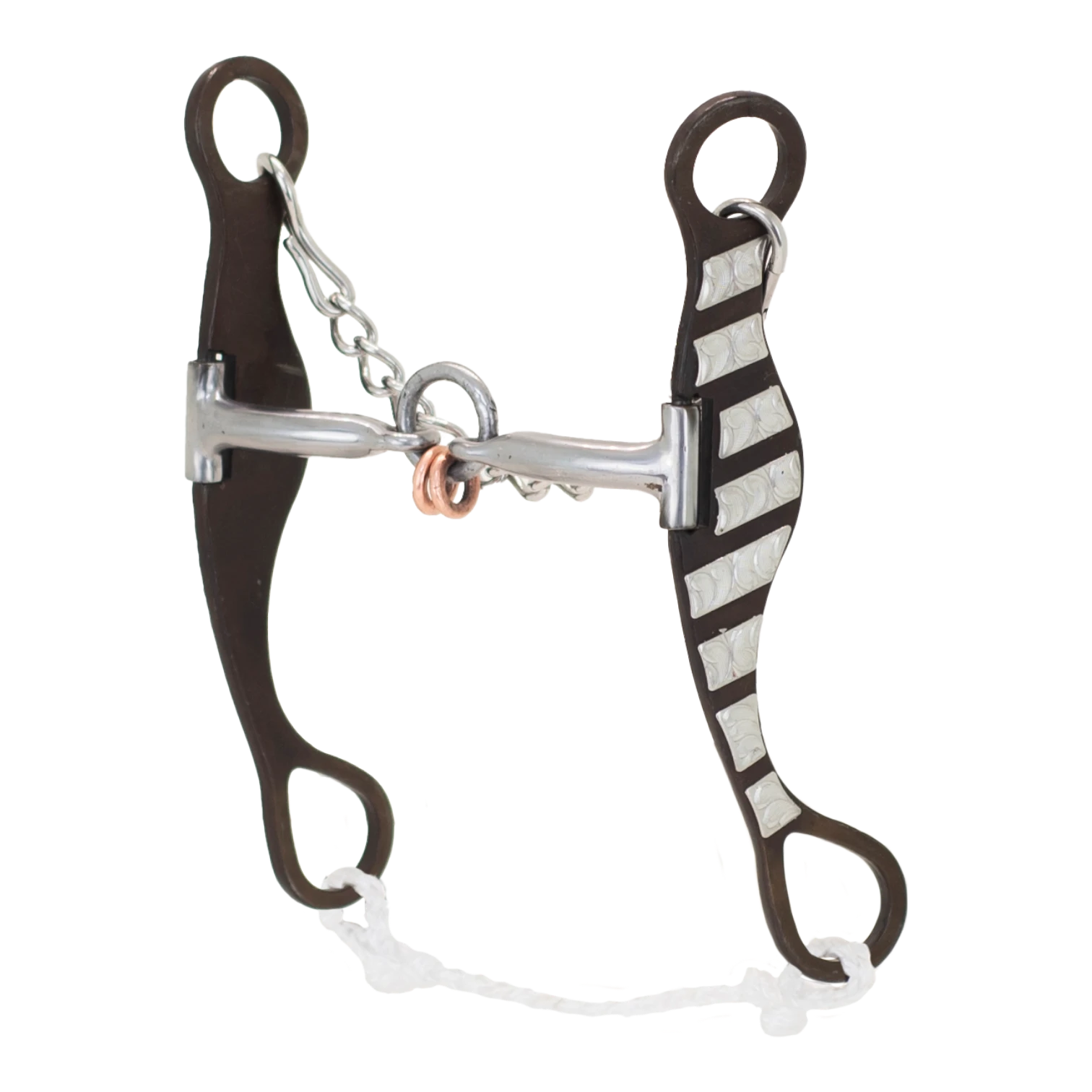 Lone Star Ropes Tyler Magnus life saver horse bit with antique finish, copper rings, and hand-engraved shanks.