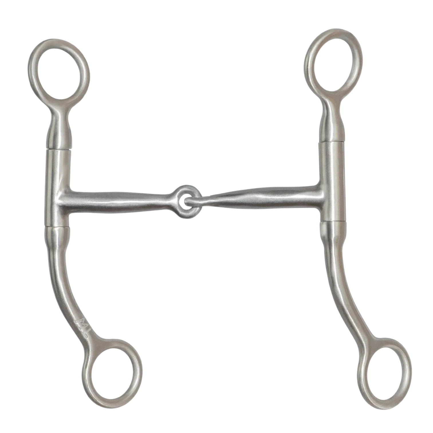 Lone Star Ropes Walt Woodard shank snaffle bit with a 5-1/8 inch sweet iron mouthpiece and brushed stainless steel.